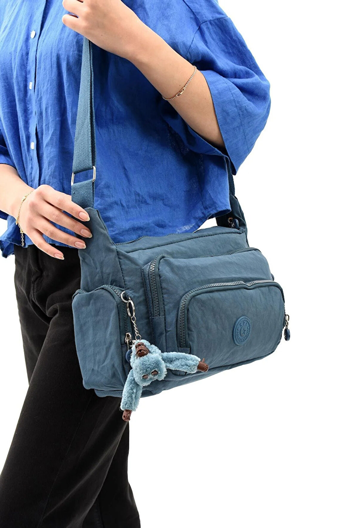 Çapraz Askılı Ultra Hafif Çok Cepli Omuz Çantası Klinkıl Kumaş