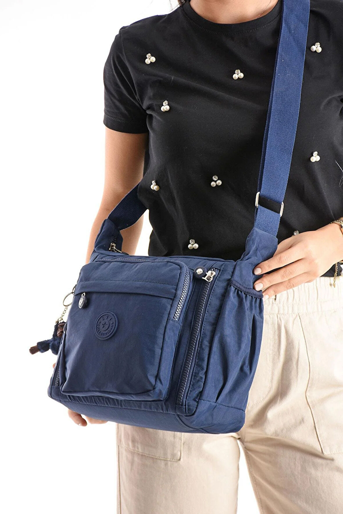 Çapraz Askılı Ultra Hafif Çok Cepli Omuz Çantası Klinkıl Kumaş