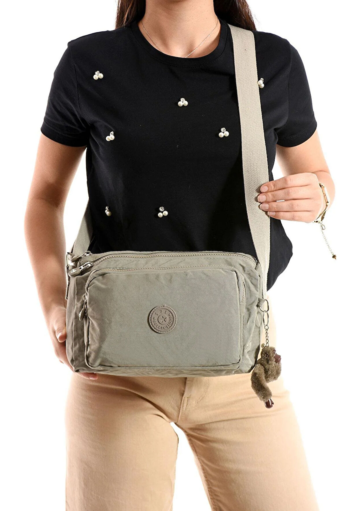 Çapraz Askılı Ultra Hafif Çok Cepli Omuz Çantası Klinkıl Kumaş