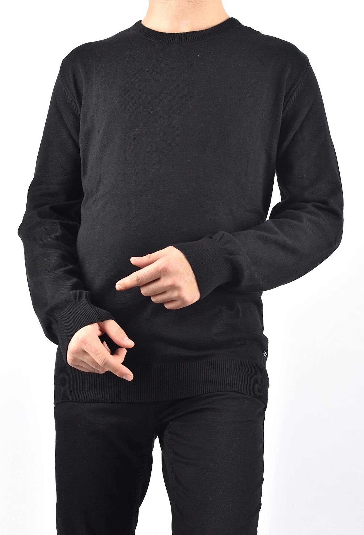 R22925 BİSİKLET YAKA KAZAK/SİYAH/3XL