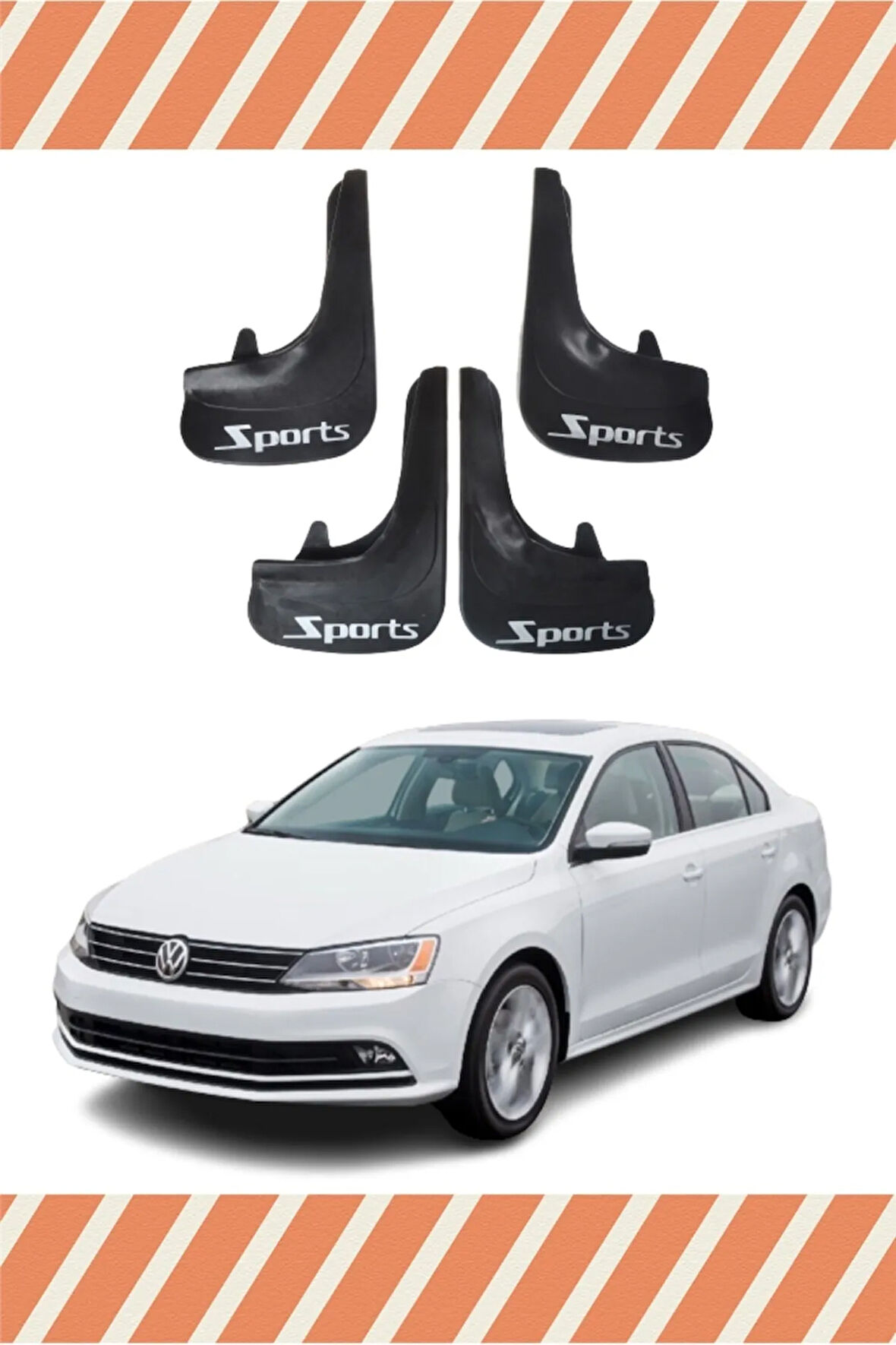 Volkswagen Jetta Sports yazılı 4’lü tozluk çamurluk paçalık şık ve dayanıklı koruma