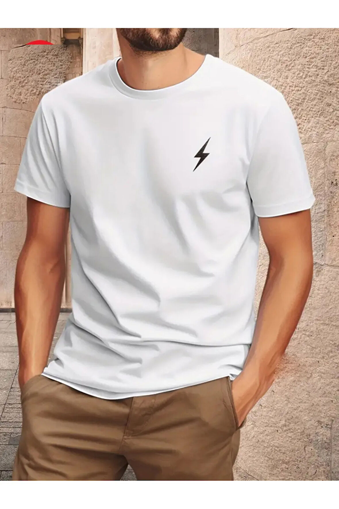 Unisex Pamuklu Sihirli Çizgi Ön Baskılı Tasarım Tshirt