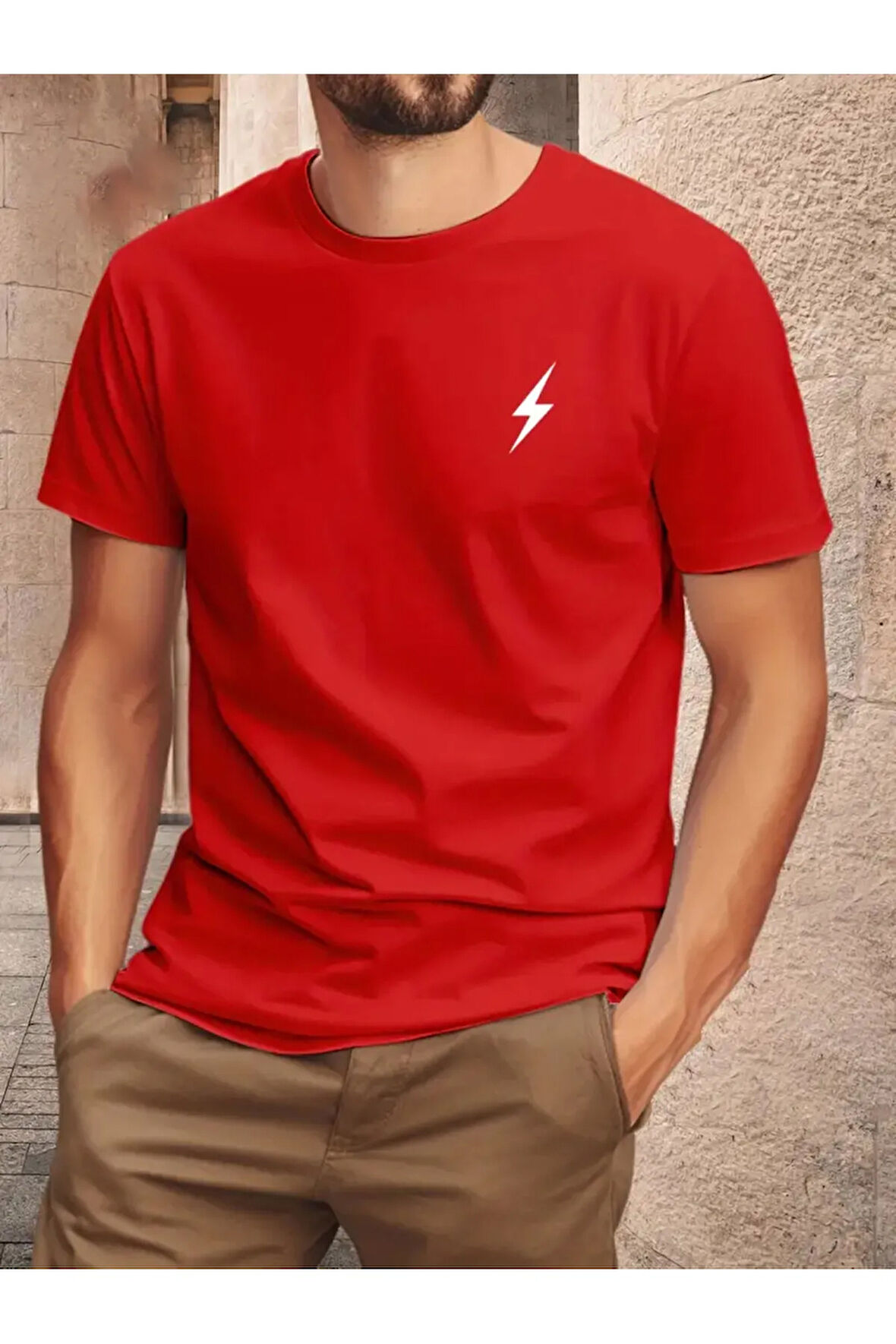 Unisex Pamuklu Sihirli Çizgi Ön Baskılı Tasarım Tshirt