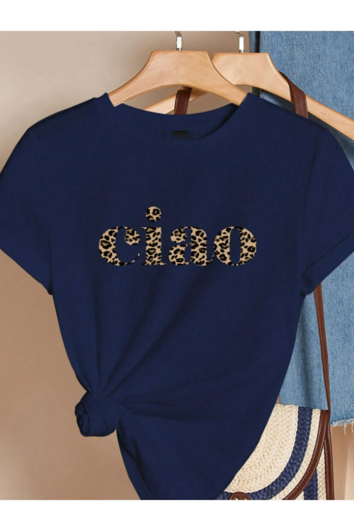 Unisex Pamuklu Ciao Ön Baskılı Tasarım Tshirt