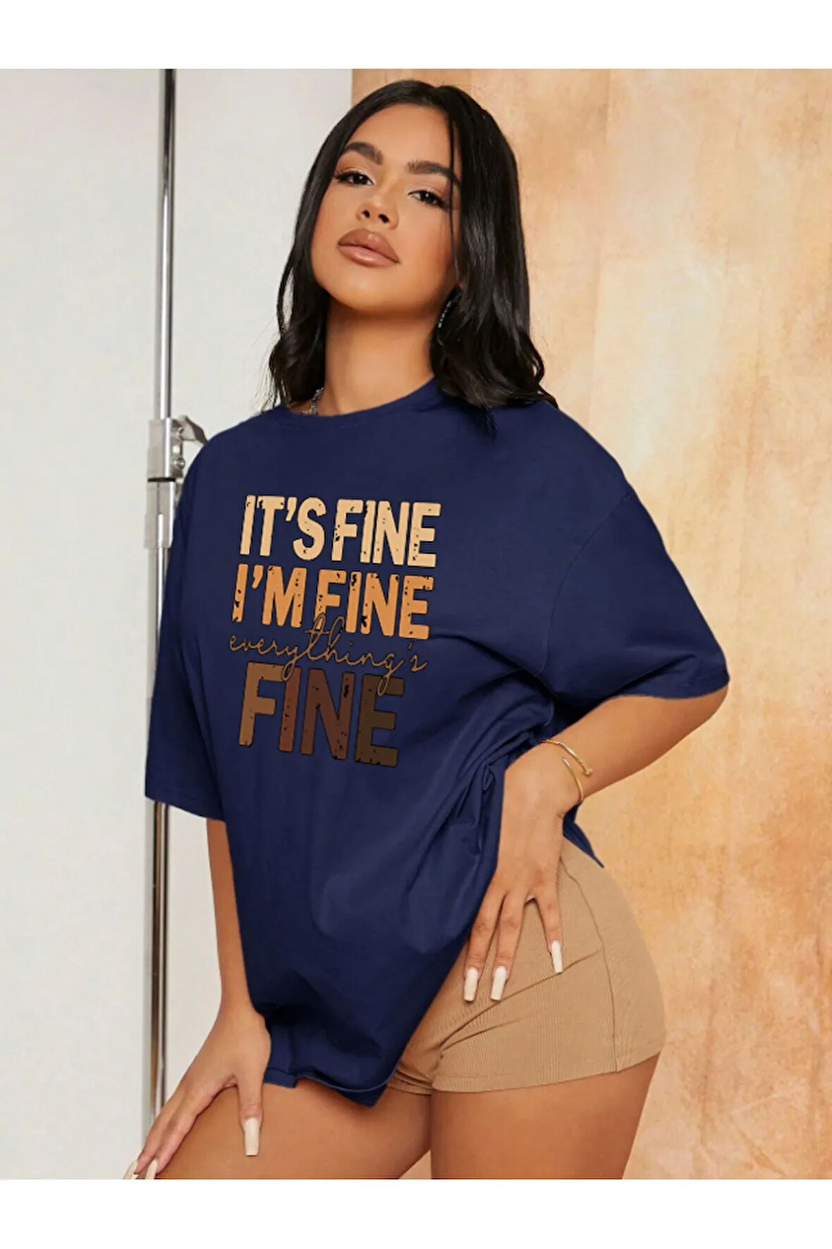 Unisex Fine Ön Baskılı Oversize T-shirt