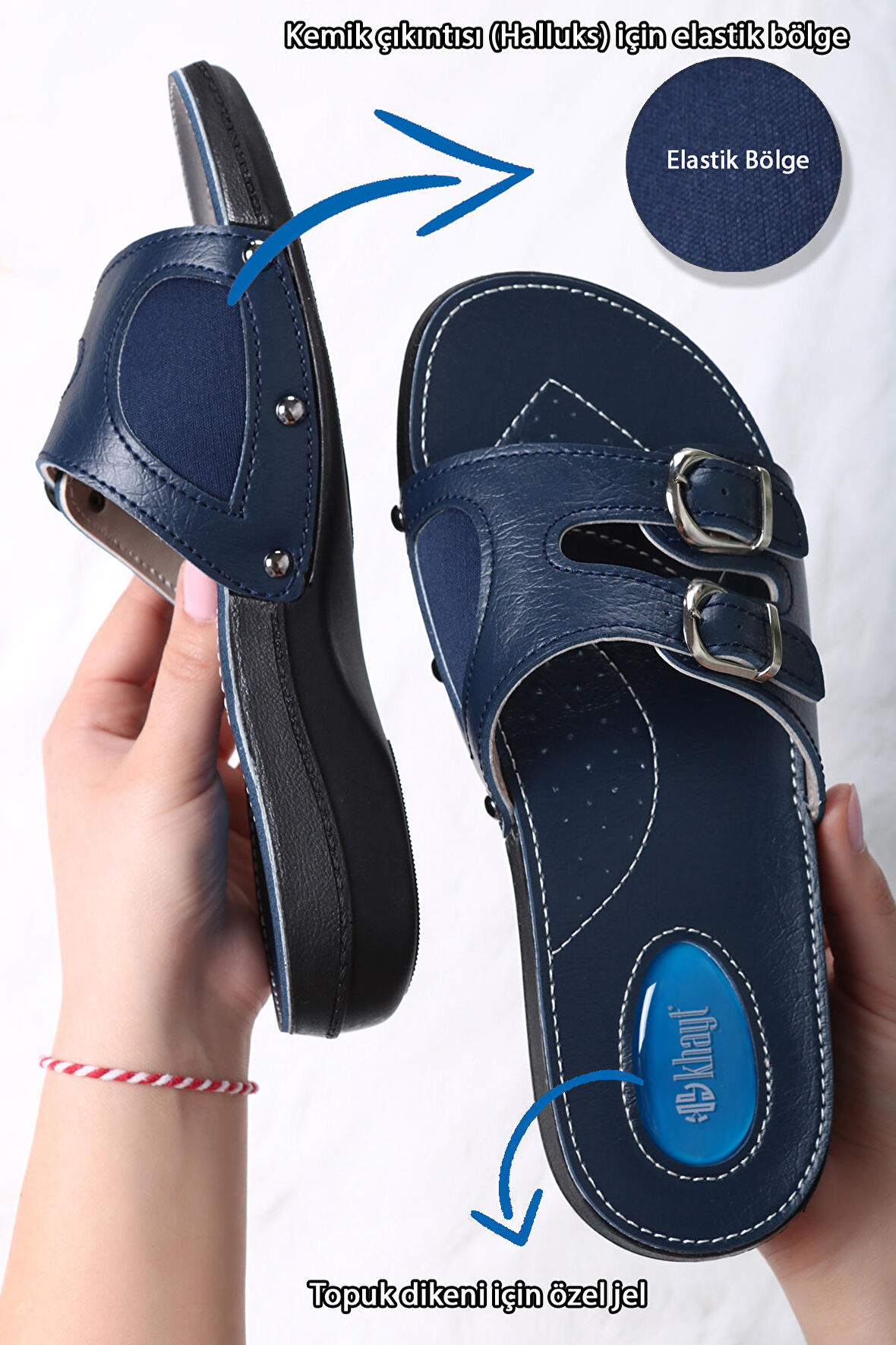 Khayt Melli Anatomik Ortopedik Jel Taban Günlük Kadın Terlik