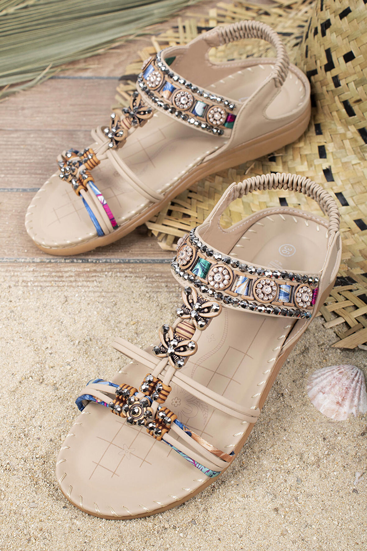 Khayt Marina Anatomik Fashion Taşlı Günlük Kadın Sandalet