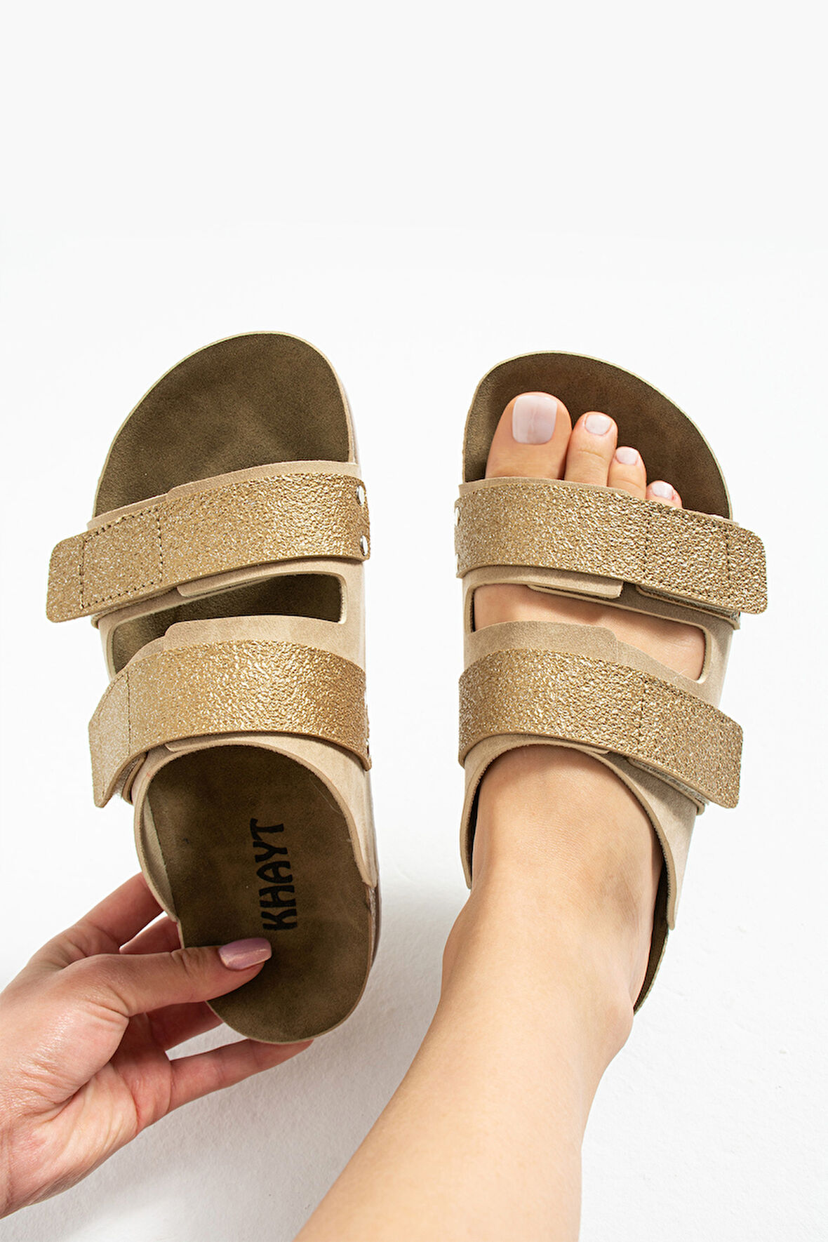 Khayt Kristal Anatomik Ortopedik Çift Bantlı Kadın Terlik