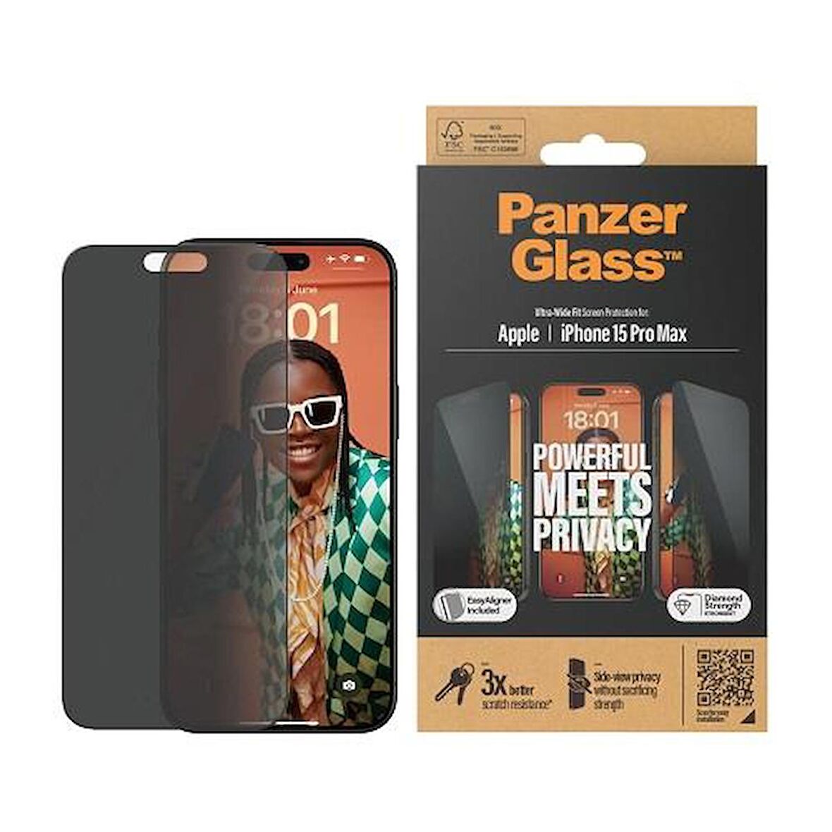 PanzerGlass iPhone 15 Pro Max UWF Privacy wA, Ekran Koruyucu