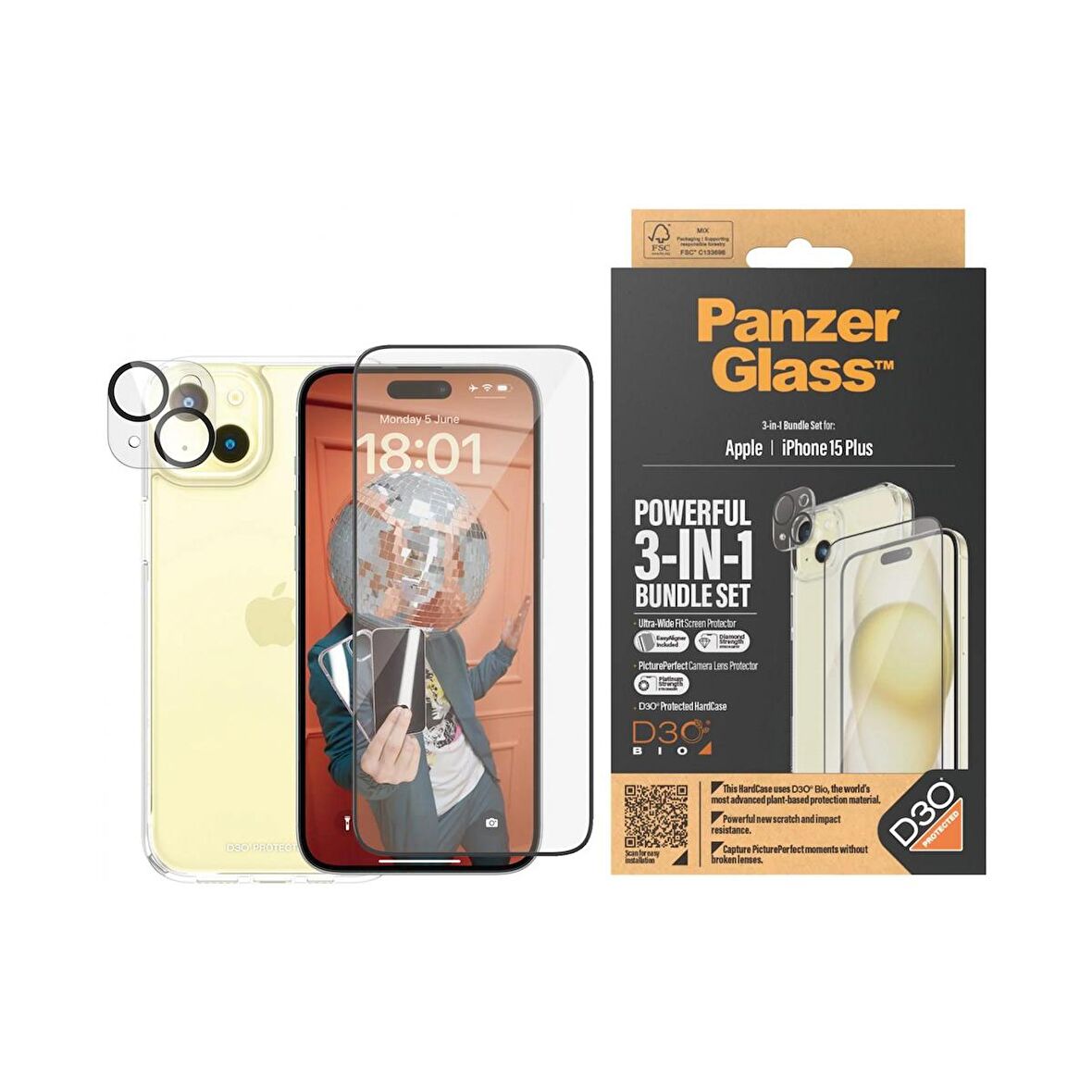 PanzerGlass iPhone 15 Plus UWF Bundle Ekran & Kamera Koruyucu Kapak