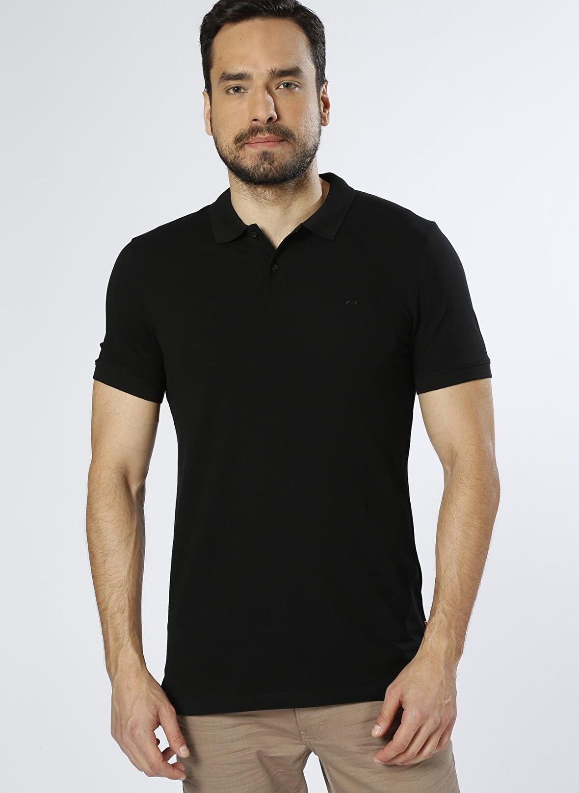 Jack & Jones Polo yaka Yaka Düz Siyah Erkek T-Shirt 12136516 JJEBASIC