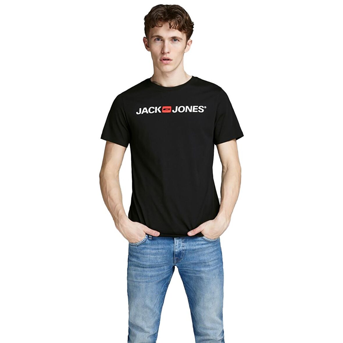 Jack & Jones O Yaka Baskılı Siyah Erkek T-Shirt 12137126_JJECORP LOGO TEE SS CREW N