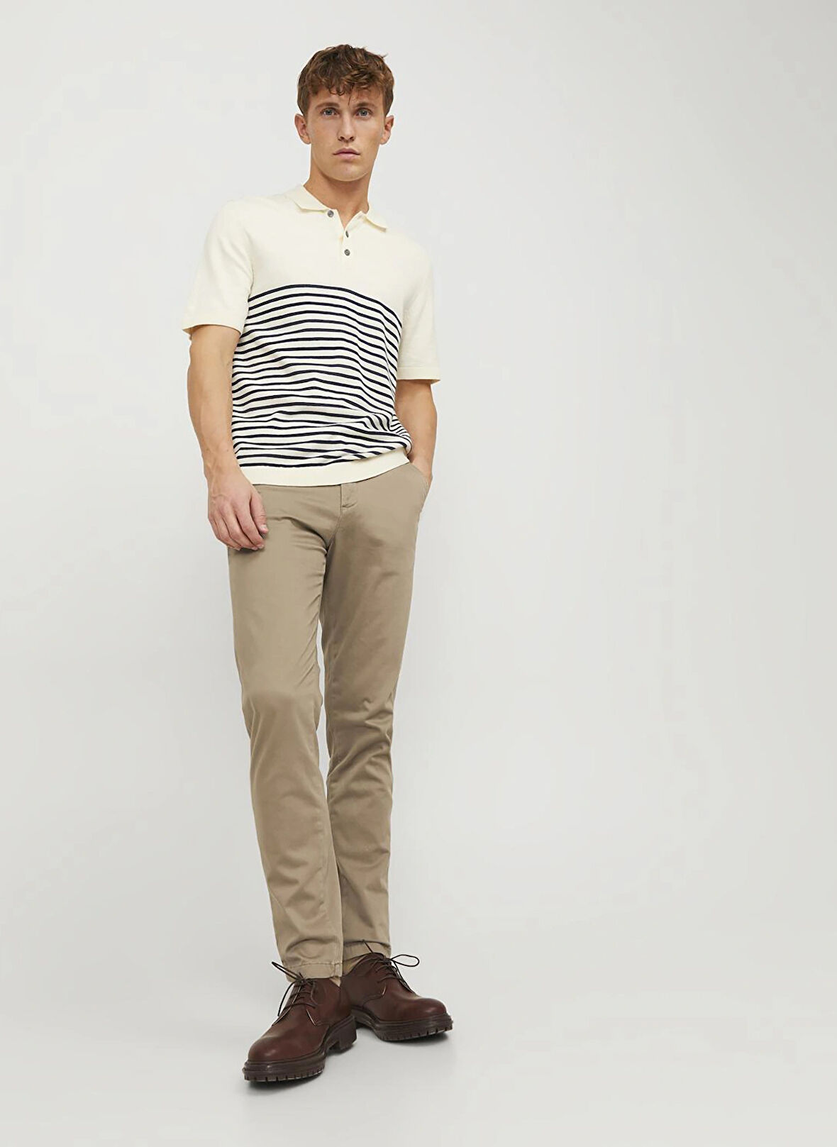 Jack & Jones Bej Erkek Chino Pantolon 12150160_JPSTMARCO BOWIE SA BEIGE N