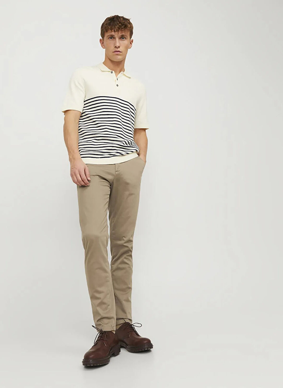 Jack & Jones Normal Bel Slim Fit Bej Erkek Chino Pantolon 12150160_JPSTMARCO BOWIE SA BEIGE N