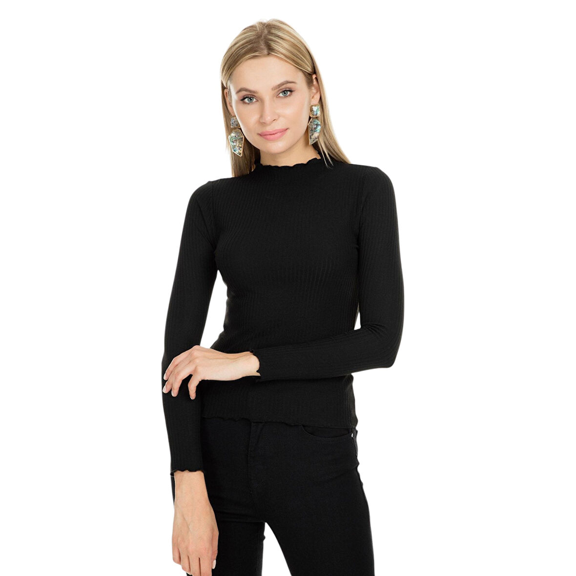 Kadın Yüksek Yaka Bluz 15180040