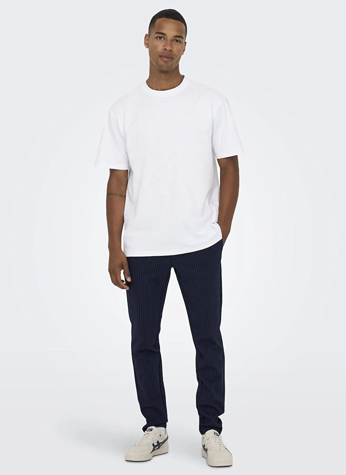 Only & Sons Normal Bel Normal Lacivert Erkek Chino Pantolon ONSMARK PANT STRIPE GW 3727 NOOS