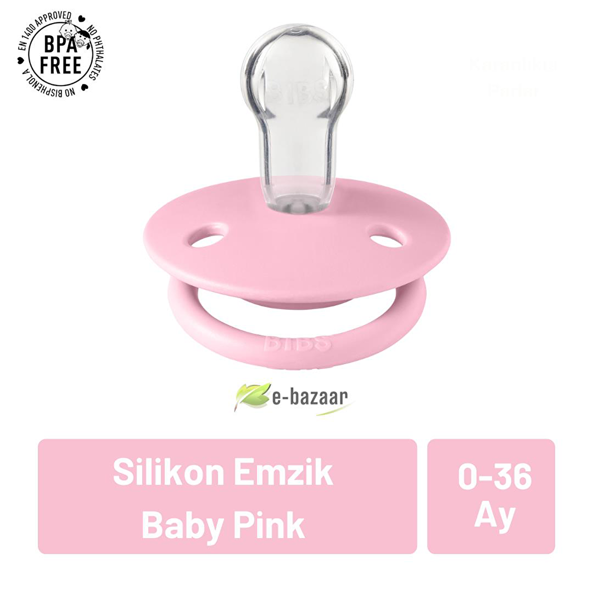 BIBS De Lux Silikon Emzik-Baby Pink -0-36 Ay
