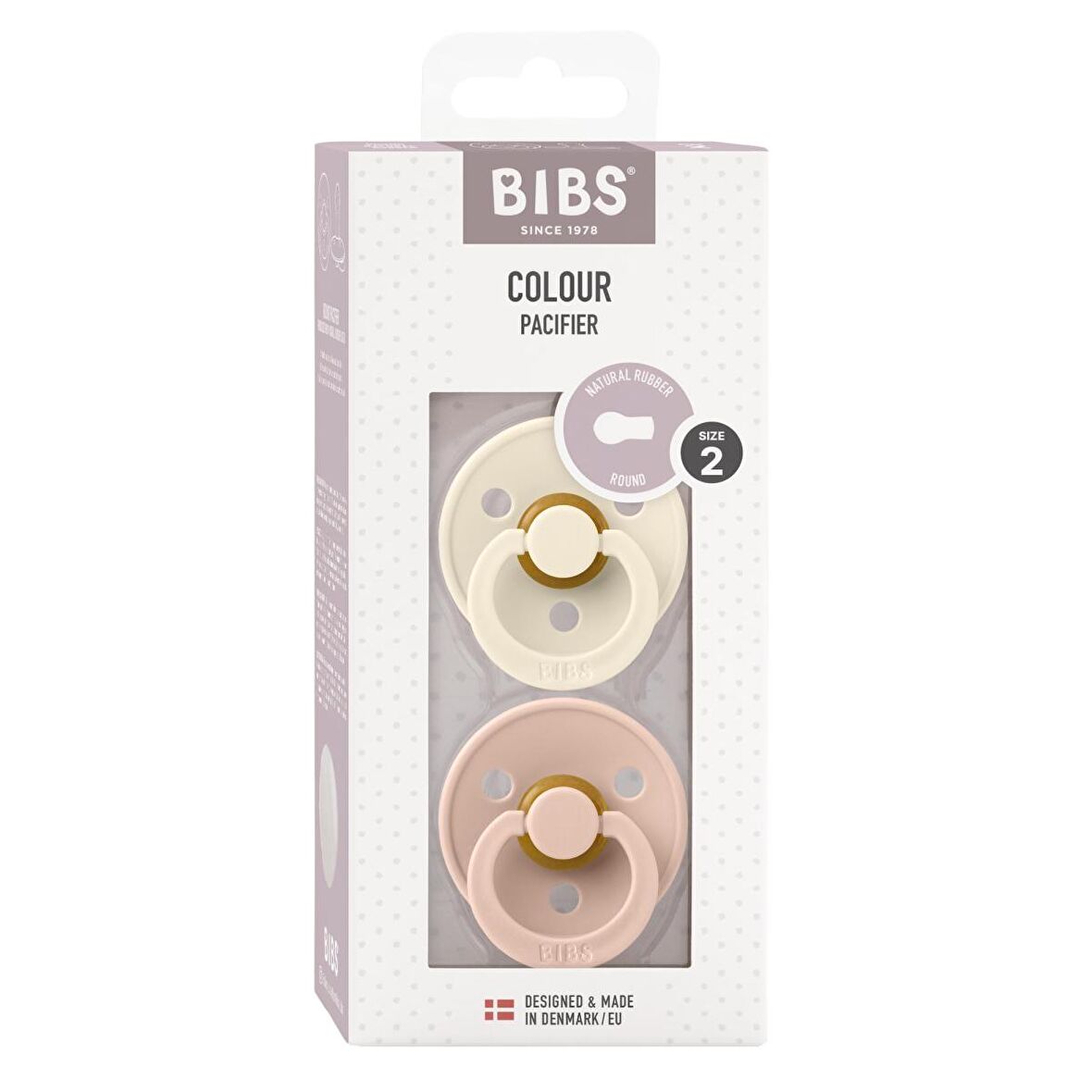 BIBS Colour İkili Kauçuk Emzik-Ivory/Blush 6-18 Ay