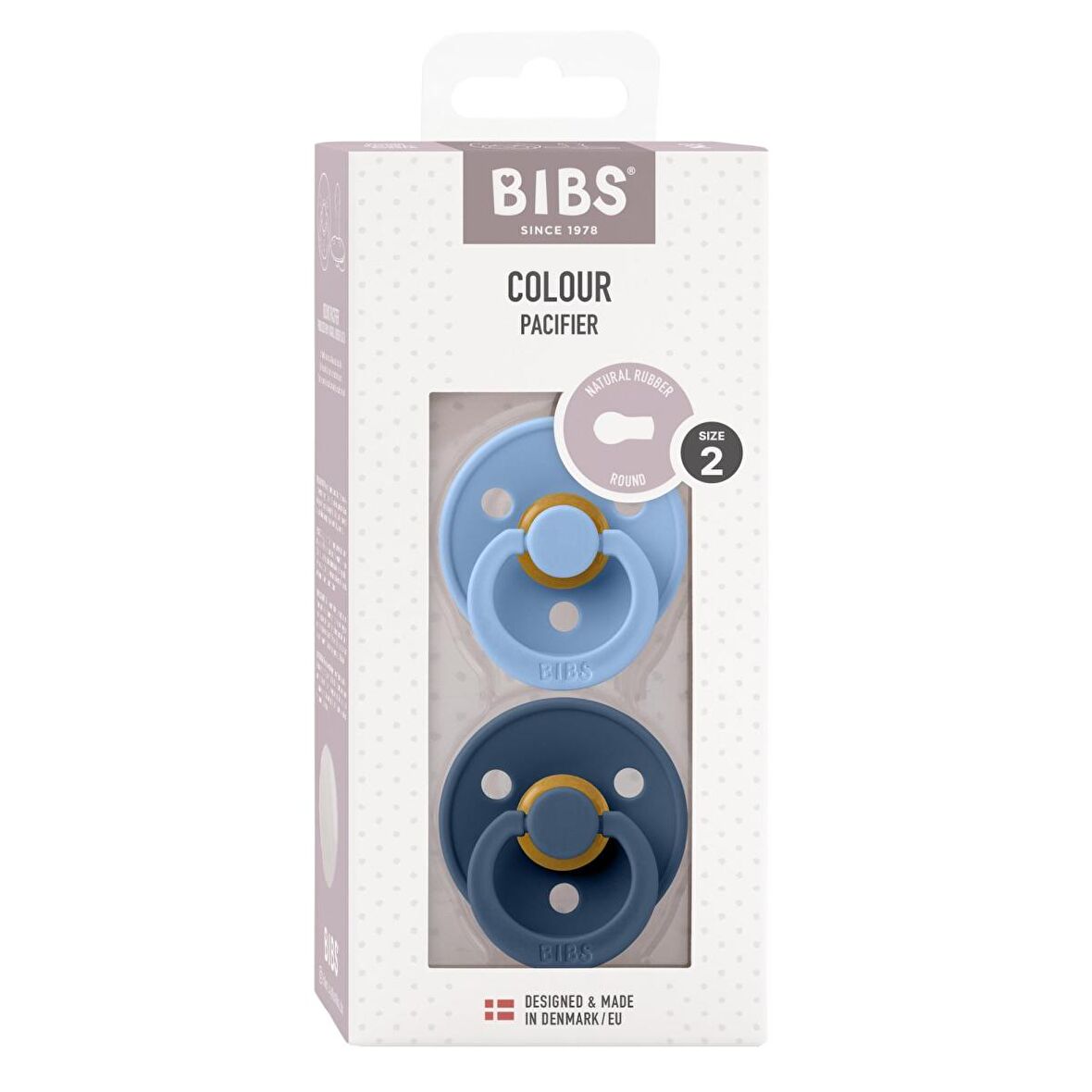 BİBS Colour İkili Kauçuk Emzik-Sky Blue/Steel Blue 6-18 Ay