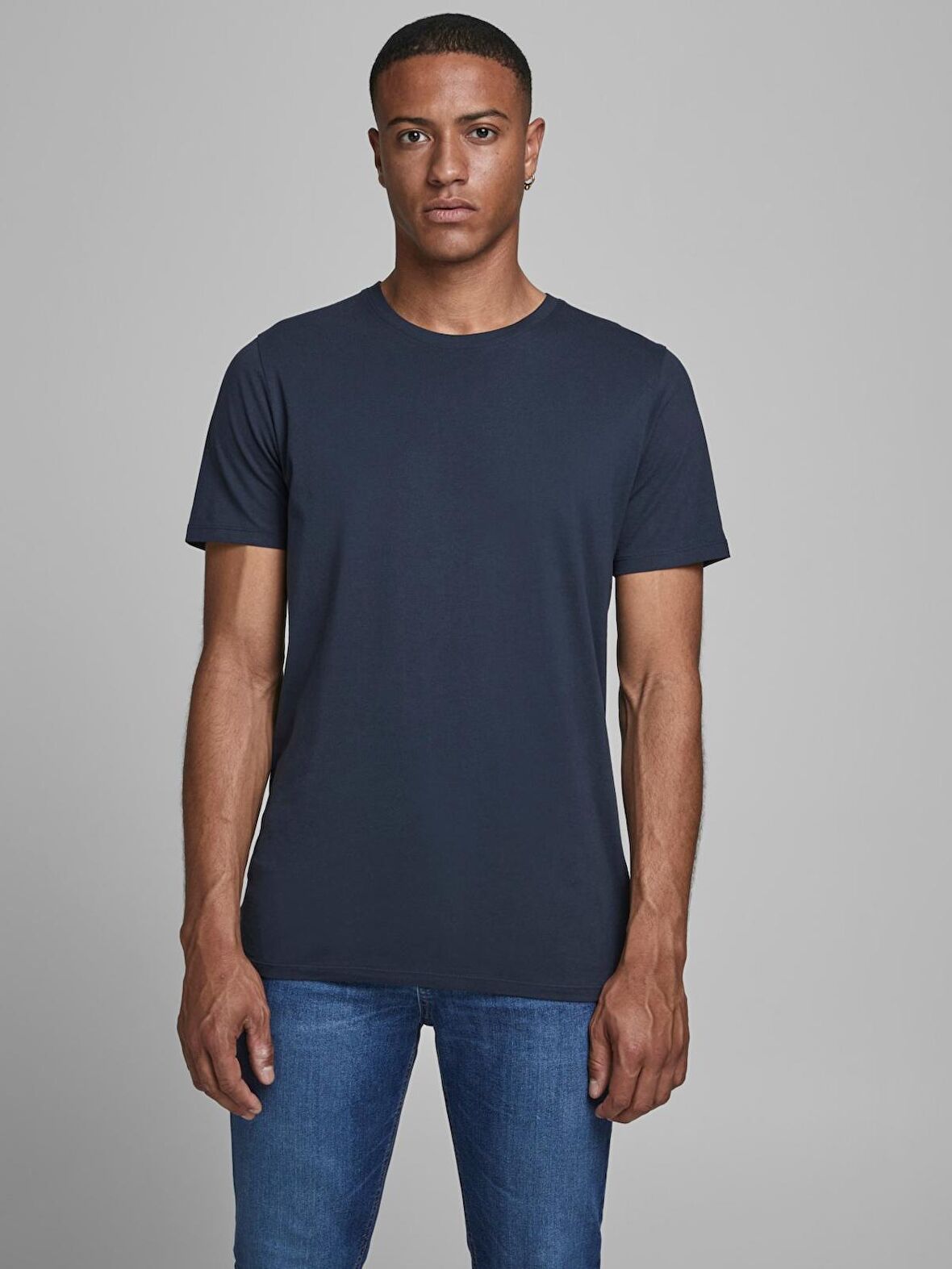 Jack&Jones Slim Fit Lacivert Erkek T-Shirt 12156101
