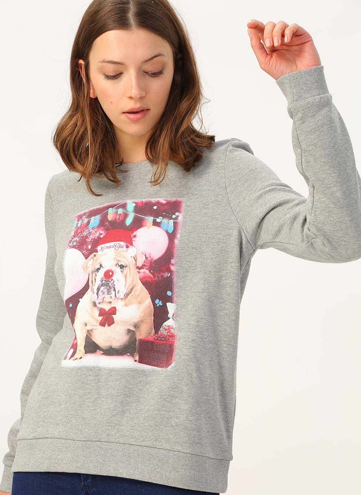 Vero Moda    Gri Kadın Sweatshirt