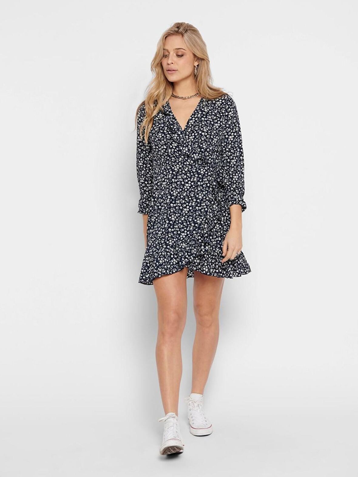 ONLCARLY L/S WRAP SHORT DRESS NOOS WVN 