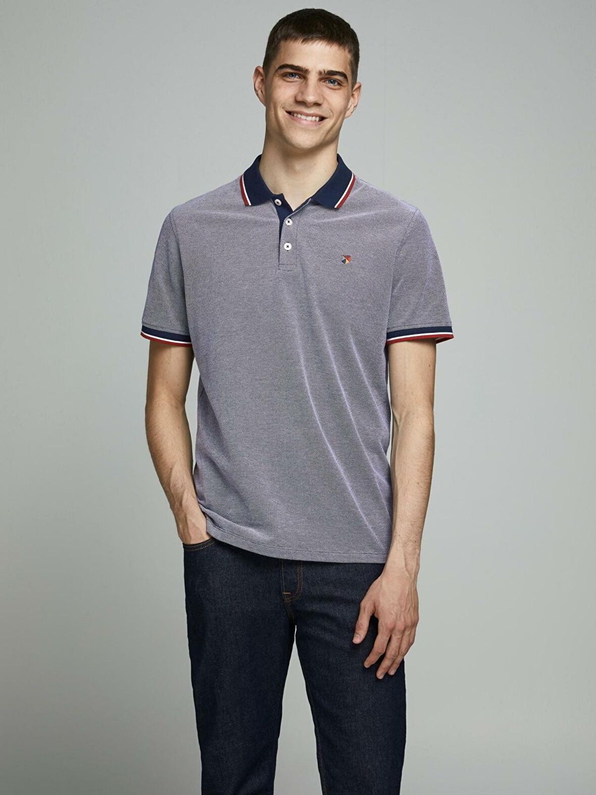 Jack & Jones 12169064_Jprbluwin Polo SsPolo Yaka Regular Fit Düz Mavi Erkek T-Shirt