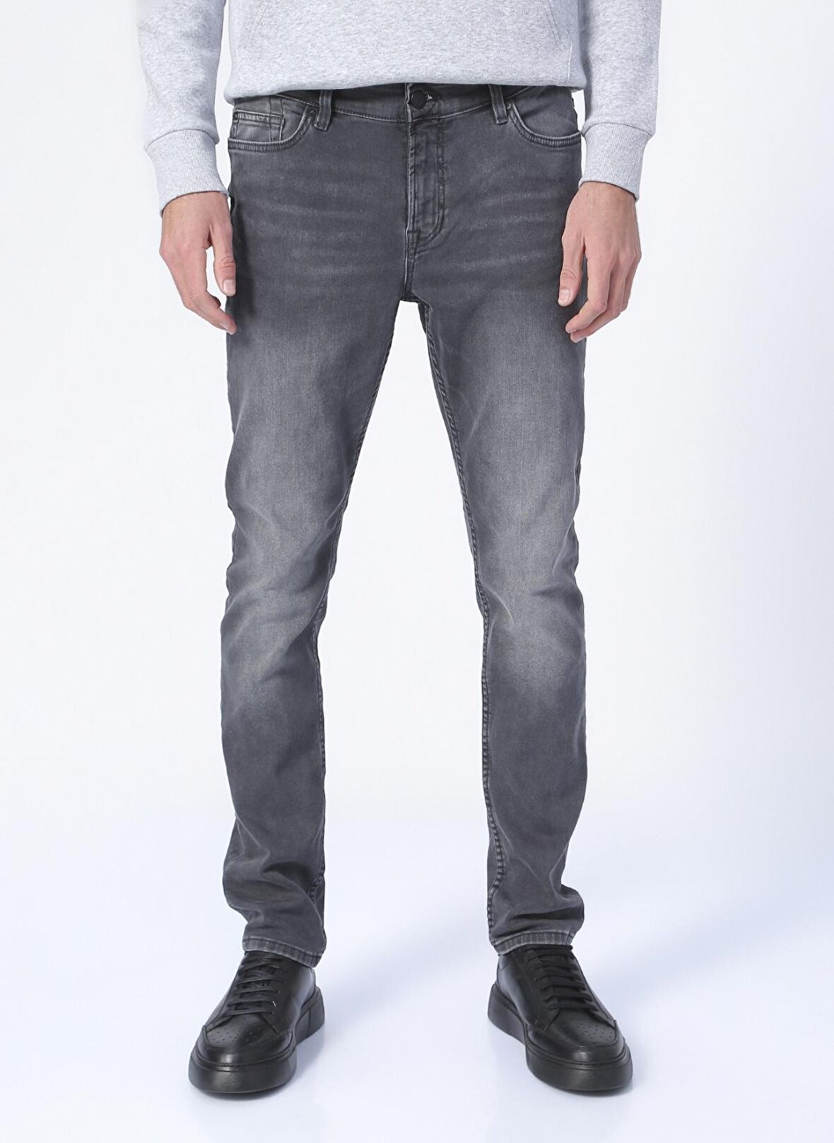 Only & Sons Onsloom Life Slim Zip Jog St 7103 Normal Bel Taşlamalı Gri ErkekDenim Pantolon