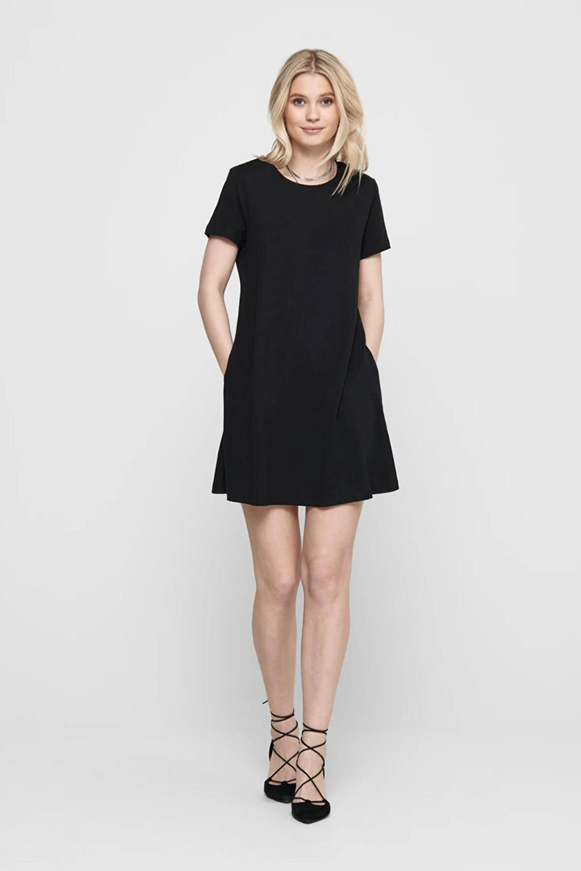 Only Kadın Onlmay %100 Pamuk Mini Elbise 15202971 Siyah