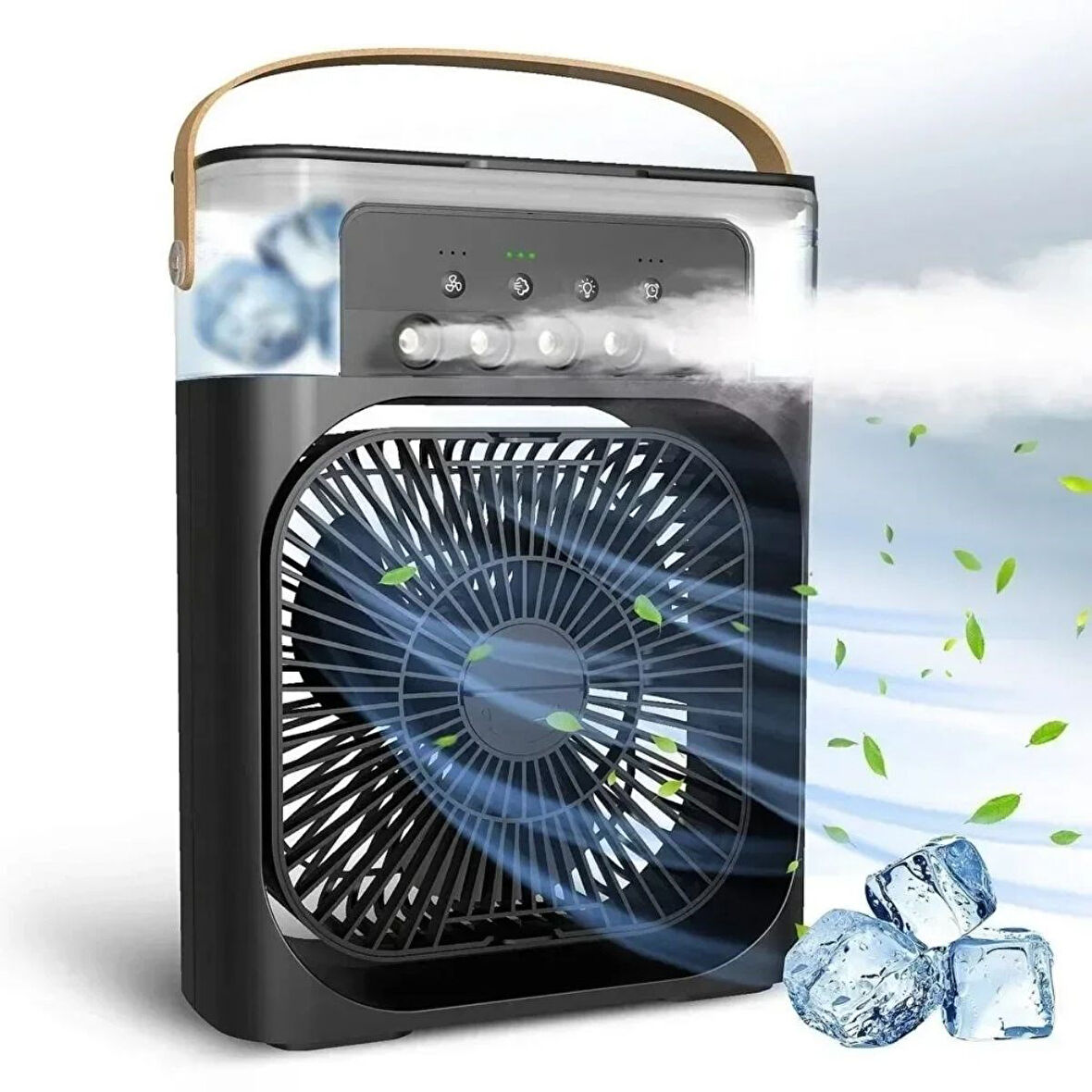 CT-STONES® Taşınabilir 3 Farklı Mod Ayarlı 7 Farklı Led Işıklı Sulu Soğutmalı Taşınabilir Masaüstü USB Fan Vantilatör