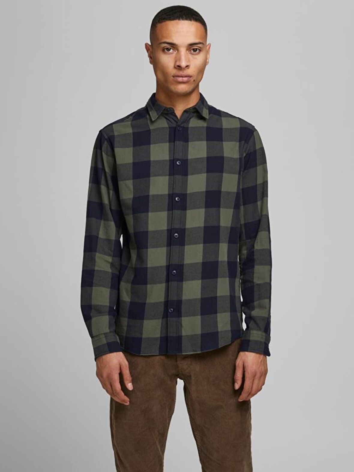 Jack&Jones Ekoseli Erkek Gömlek 12181602 HAKİ-L