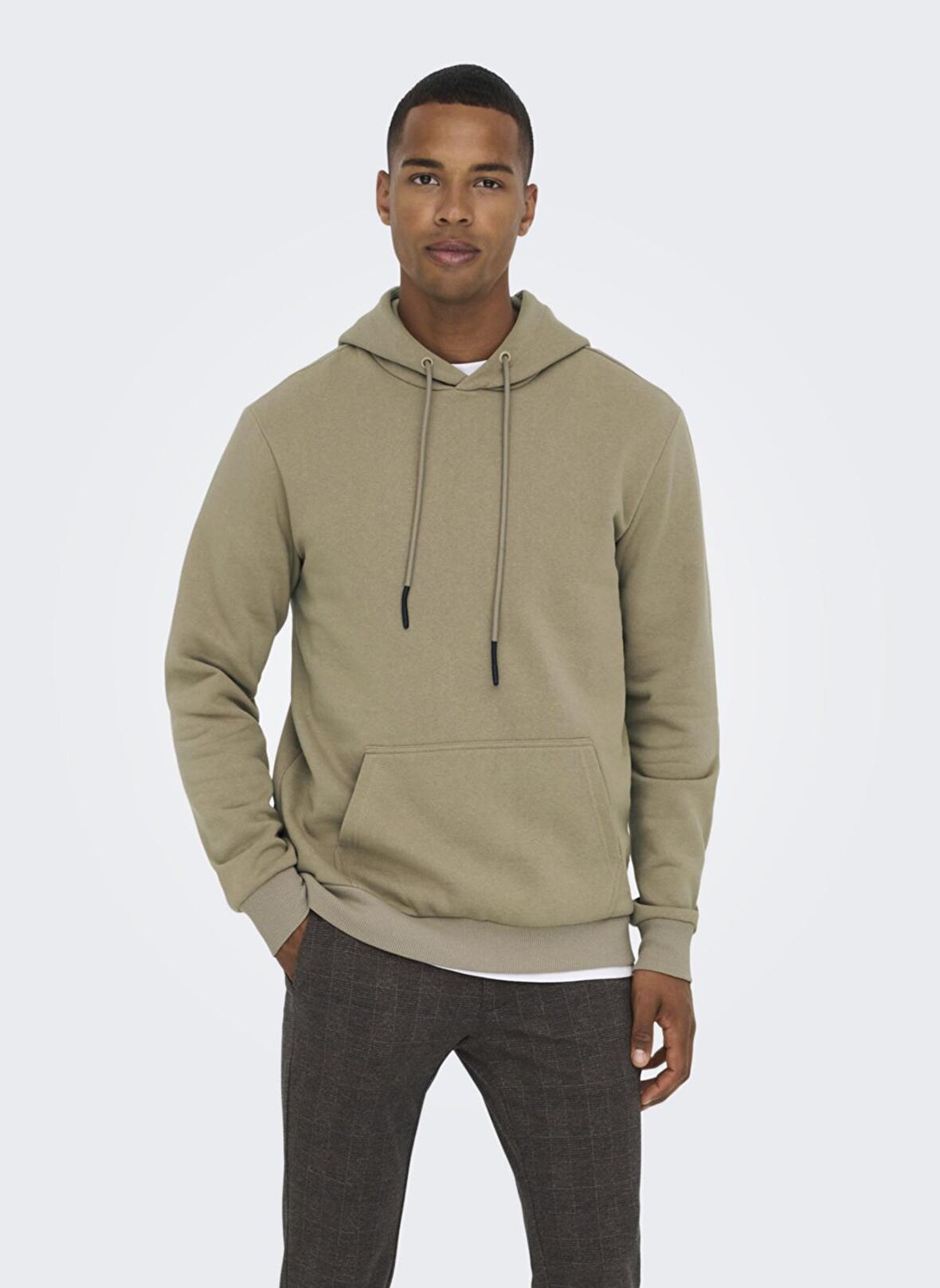 Only & Sons  Normal Kalıp Açık Kahve Erkek Şardonlu Sweatshirt ONSCERES HOODIE SWEAT NOOS