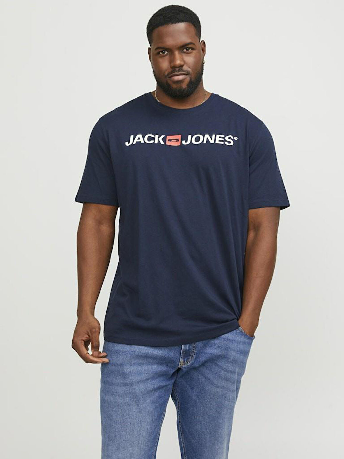 Jack Jones Carp Logo Büyük Beden Erkek Tişört 12184987