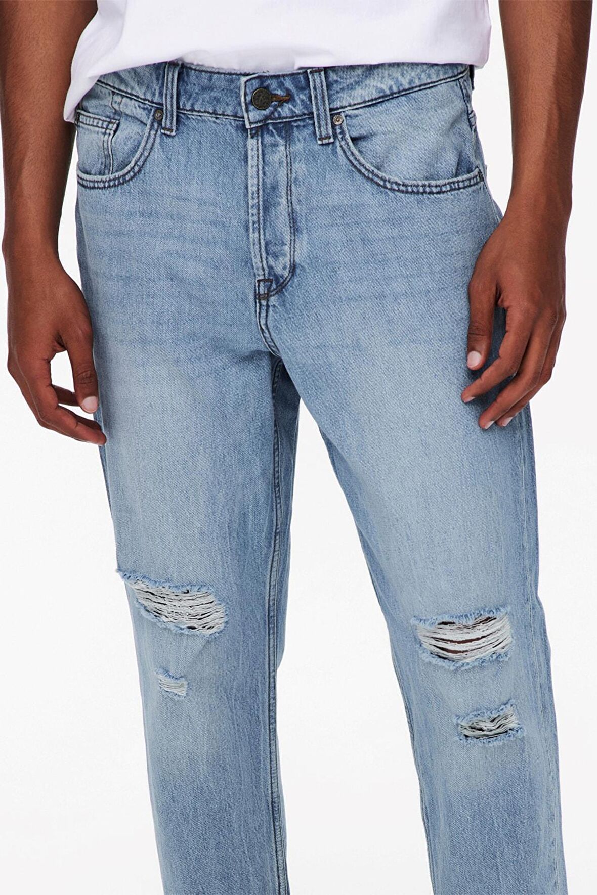 Only & Sons Erkek Yırtık Kot Pantolon Onsavı Beam Lıfe Crop - 22019569
