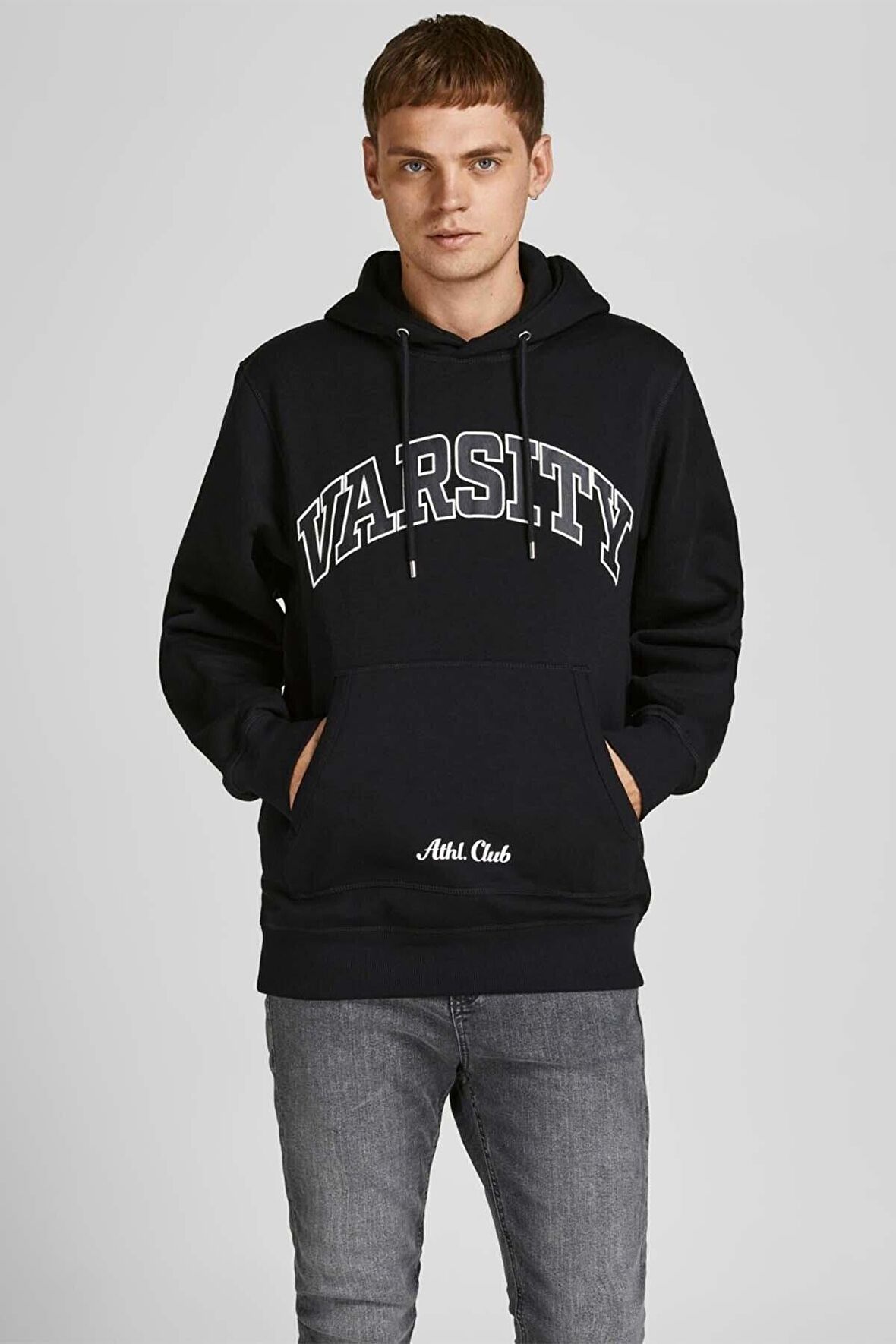Jack & Jones Erkek Kolej Kapüşonlu Sweatshirt - 12207368