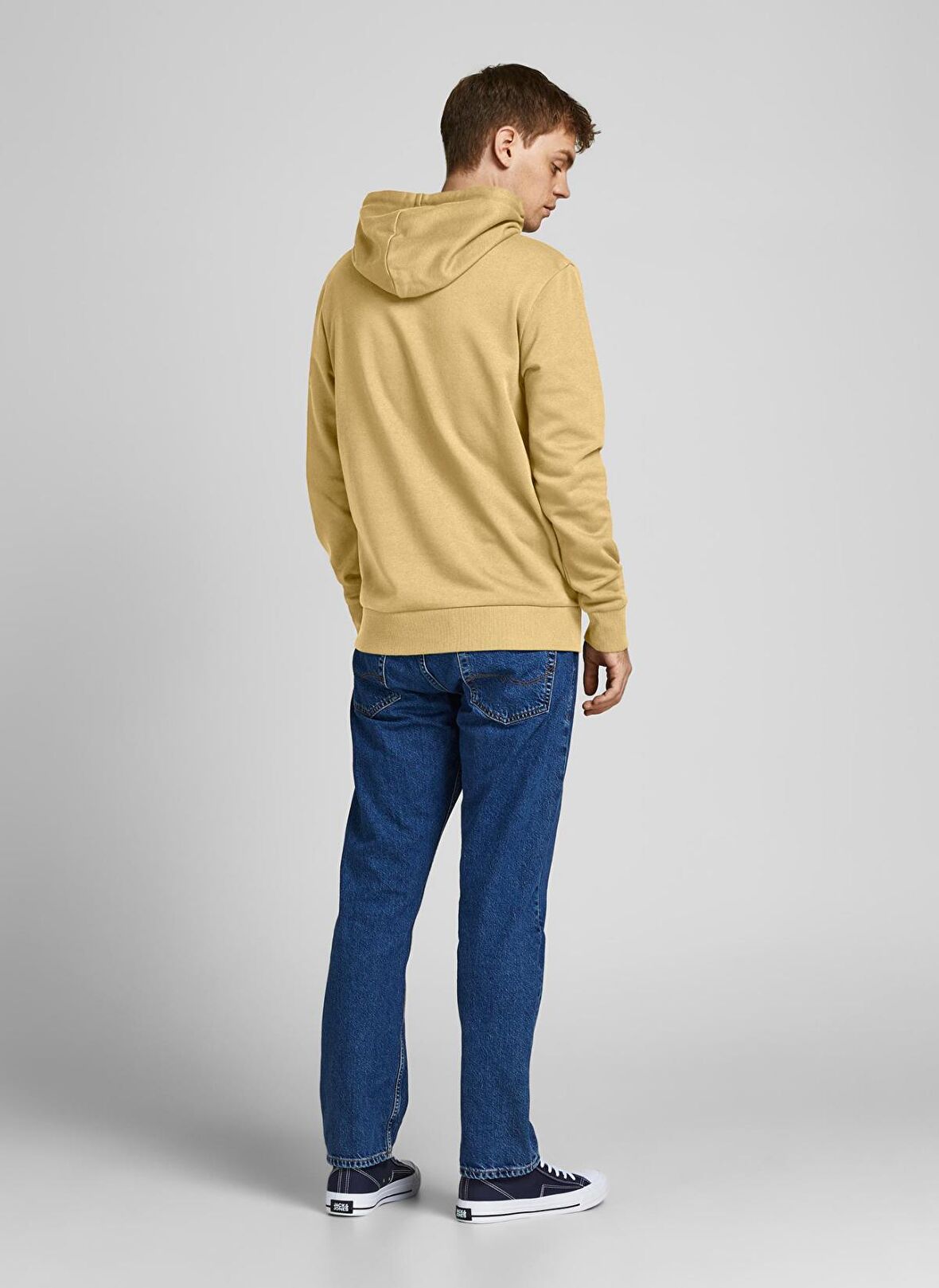 Jack & Jones 12207655_Jormate Sweat Hood Fst Kapüşonlu Regular Fit Baskılı Sarı Erkek Sweatshirt