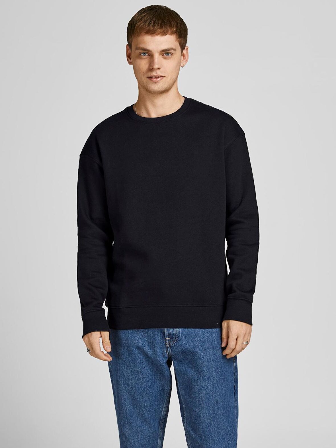 Jack&Jones Bisiklet Yaka Siyah Erkek Sweatshirt 12208182