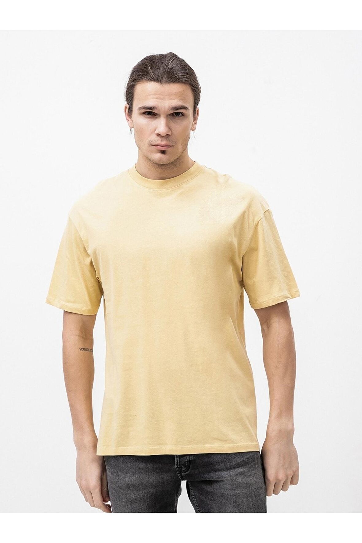 Jack & Jones Erkek Sarı Basic Düz Rahat Kalıp Relax T-shirt - 12185628