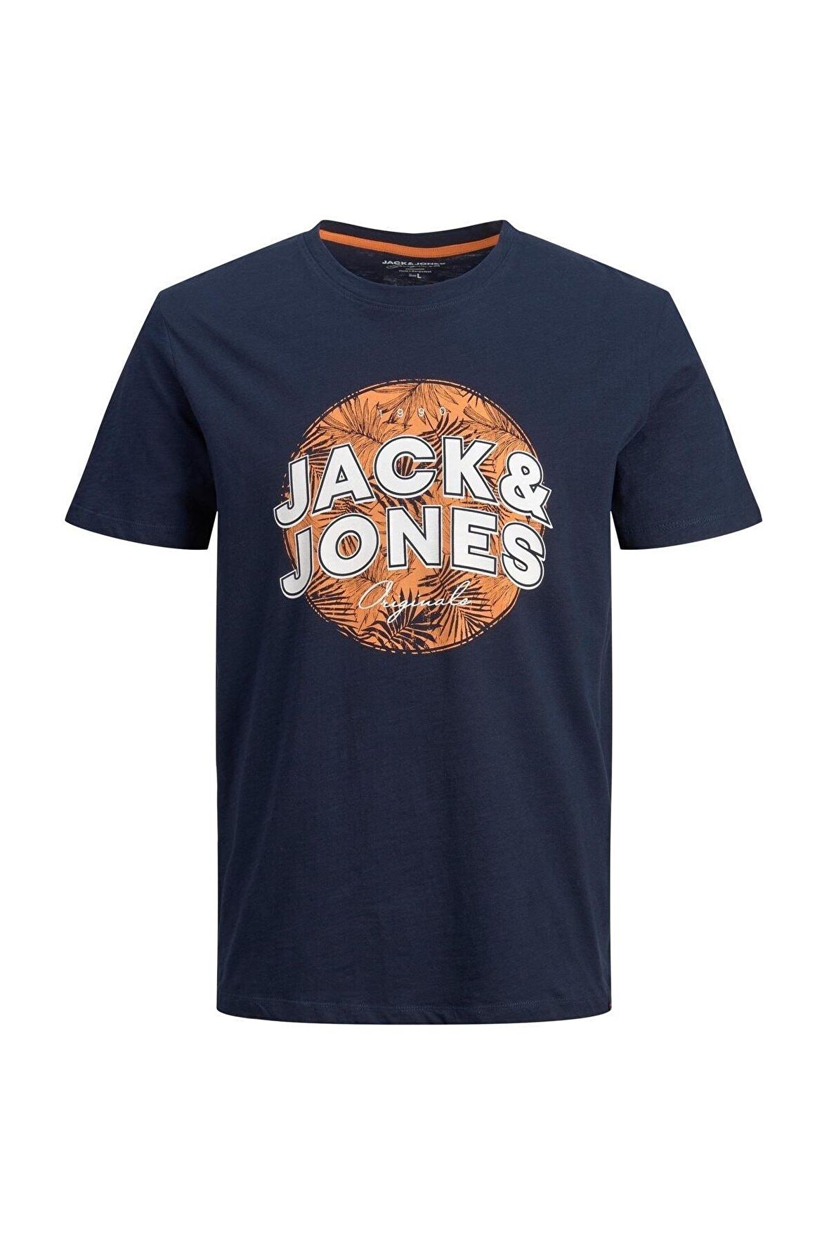 Jack & Jones 12205787_Jorbloomer Branding Tee Bisiklet Yaka Standart Kalıp Baskılı Lacivert Erkek T