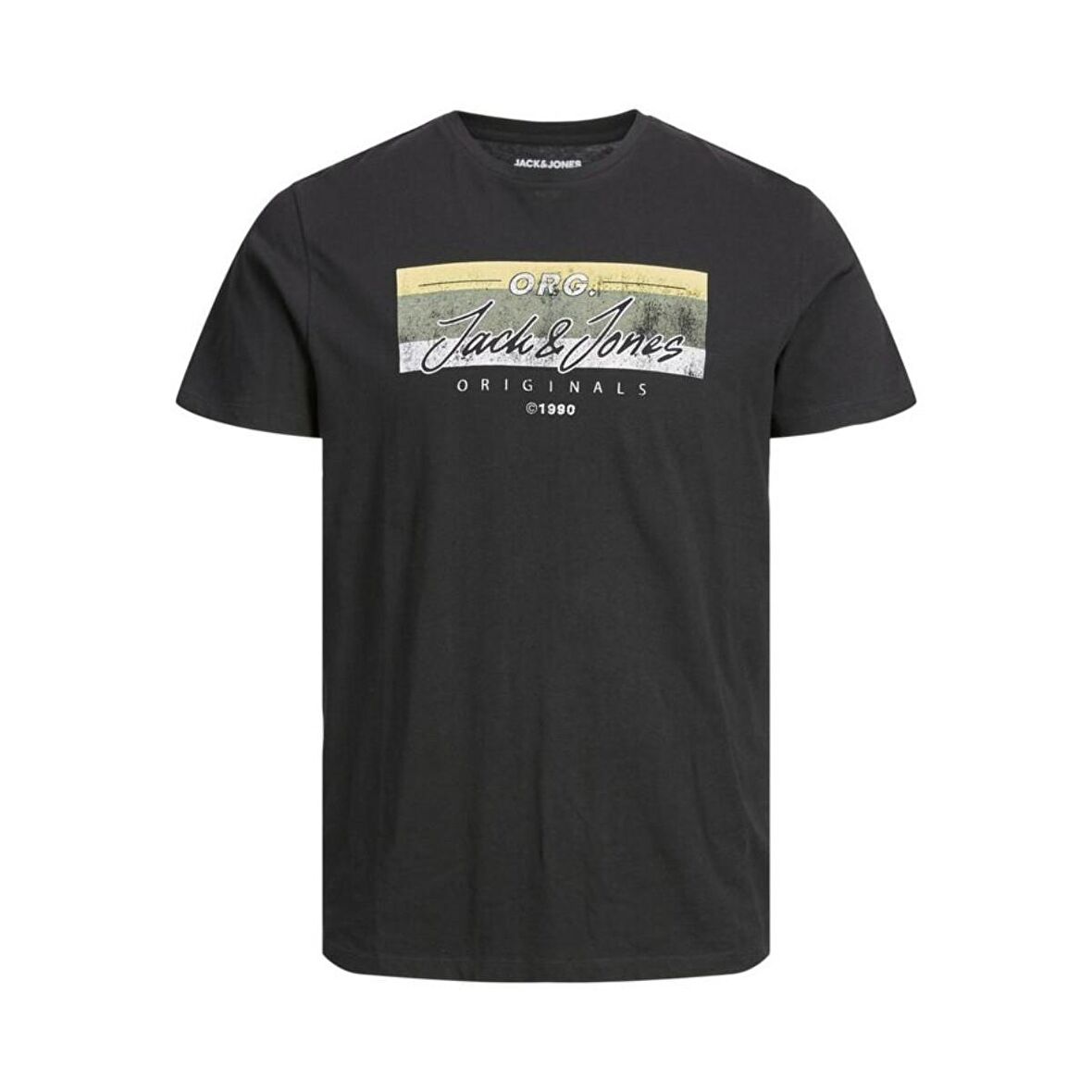 Jack & Jones Bisiklet Yaka Baskılı Siyah Erkek T-shırt 12205503