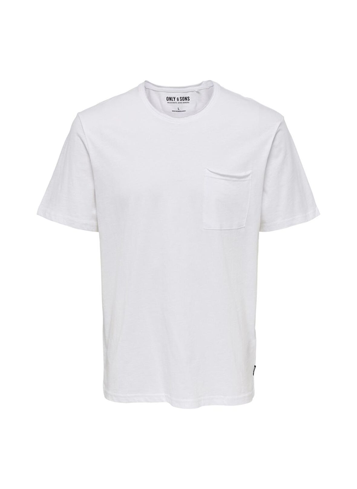 Only & Sons Normal Kalıp Düz Beyaz Erkek T-Shirt - 22022531_Onsroy Reg Ss Slub Pocket