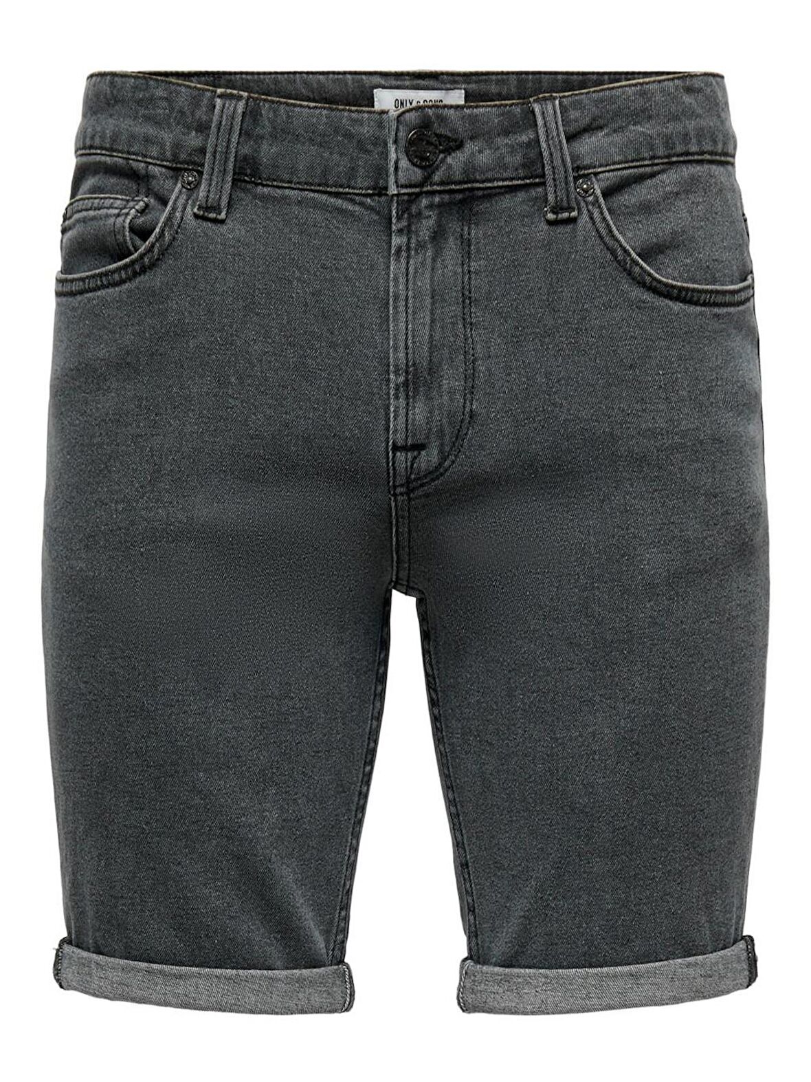 Only & Sons Erkek Regular Fit Siyah Kot Şort 22022331
