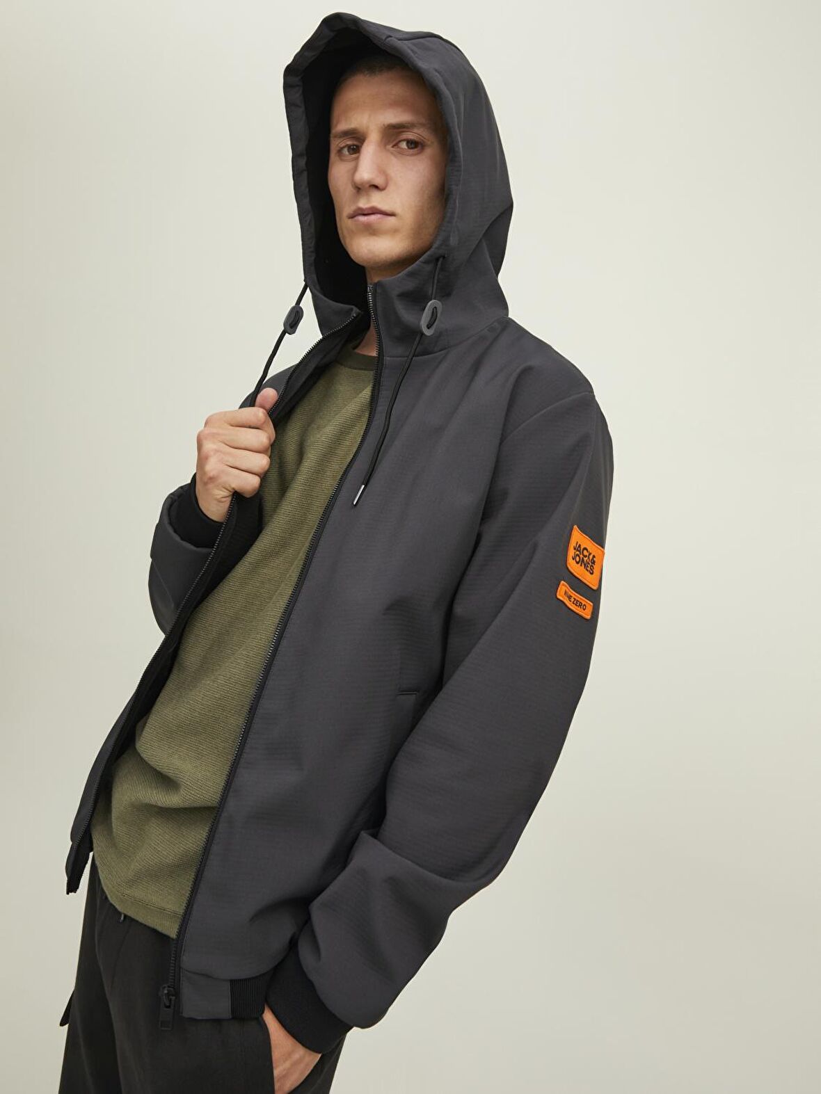 Jack & Jones Antrasit Erkek Kapüşonlu   Mont 12215818_JCOCLASSIC WAFFLE JACKET N