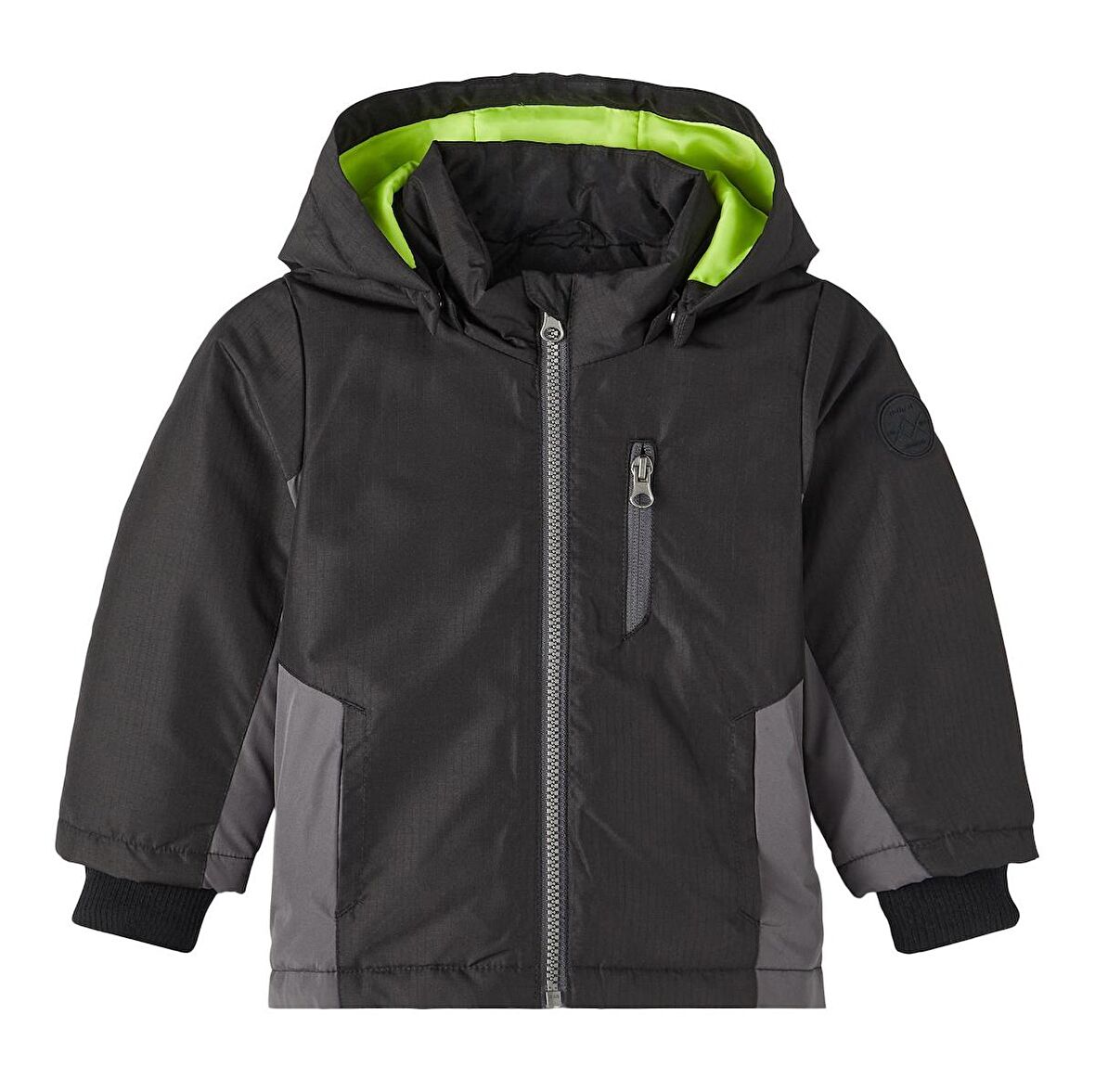 Name İt Siyah Erkek Bebek Fermuarlı Uzun Kollu Geometrik Mont NMMMIKAEL JACKET COLOR BLOCK PB
