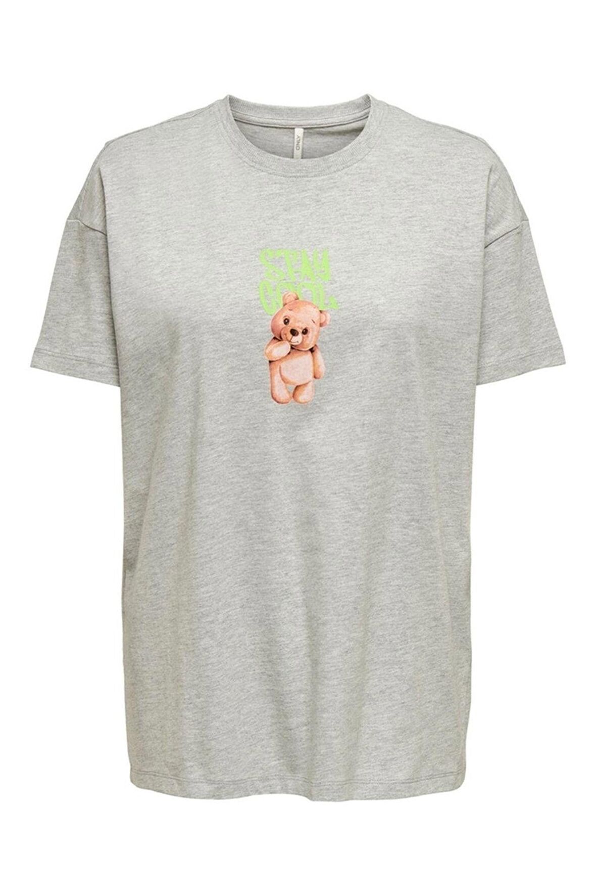 Only Kadın Oversize Baskılı Pamuklu Ayıcık T-shirt - 15264052