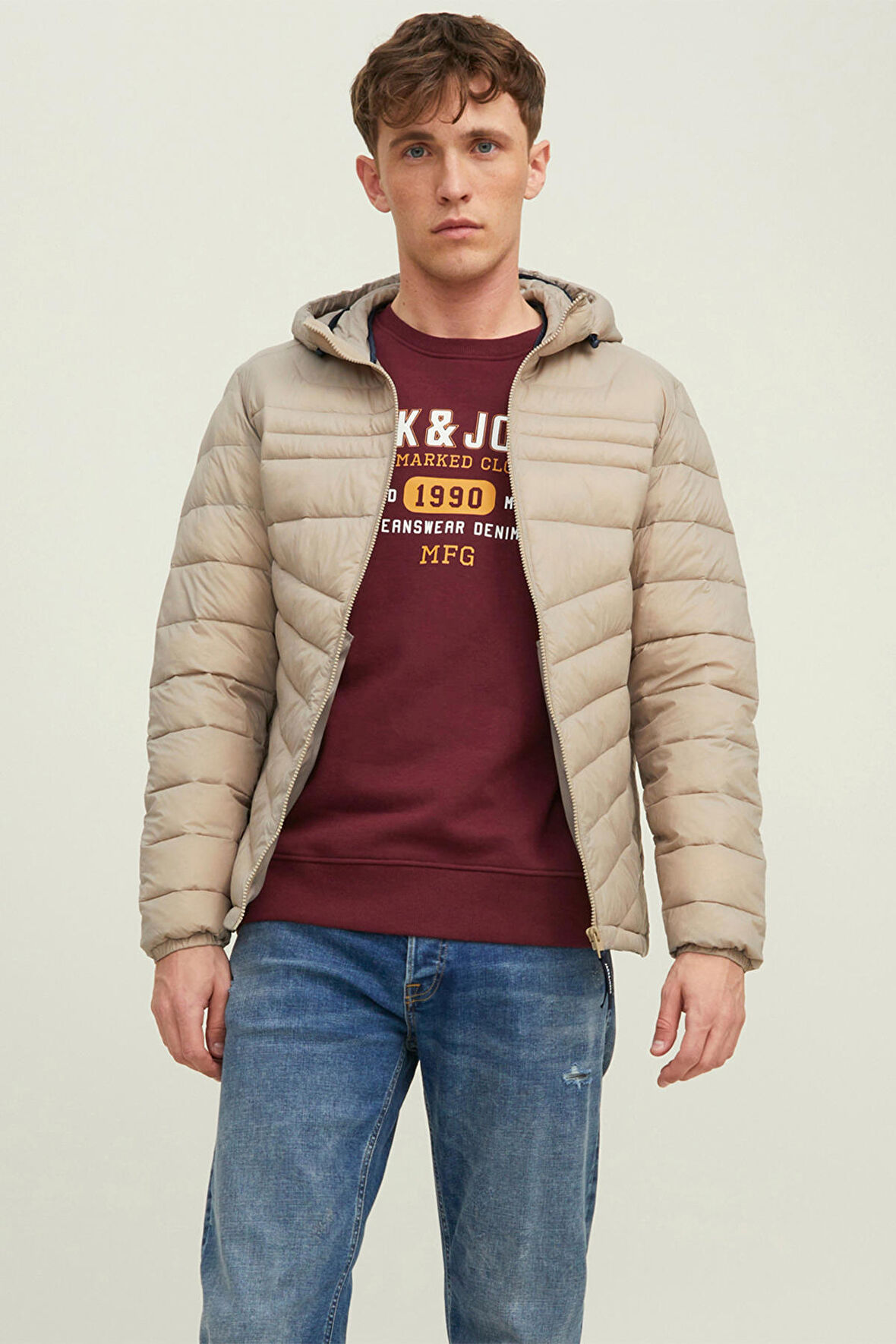 Jack & Jones Jjehero Puffer Krem Erkek Şişme Mont - 12211785