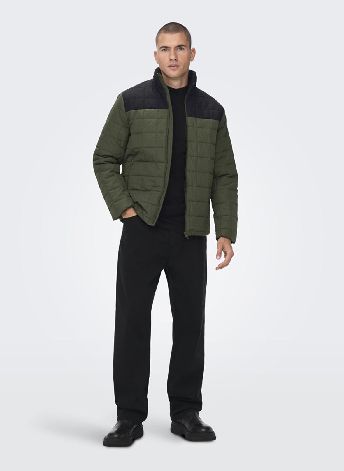 Only & Sons  Koyu Yeşil Erkek Kısa Şişme Mont ONSANKER QUILTED JACKET OTW