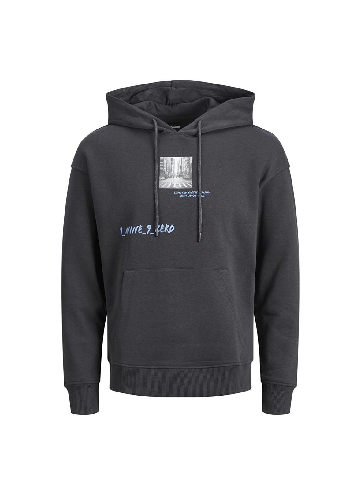 Jack & Jones Kapüşonlu Regular Fit Antrasit Erkek Şardonlu Sweatshirt 12211548_JJSCRAWL SWEAT HOOD