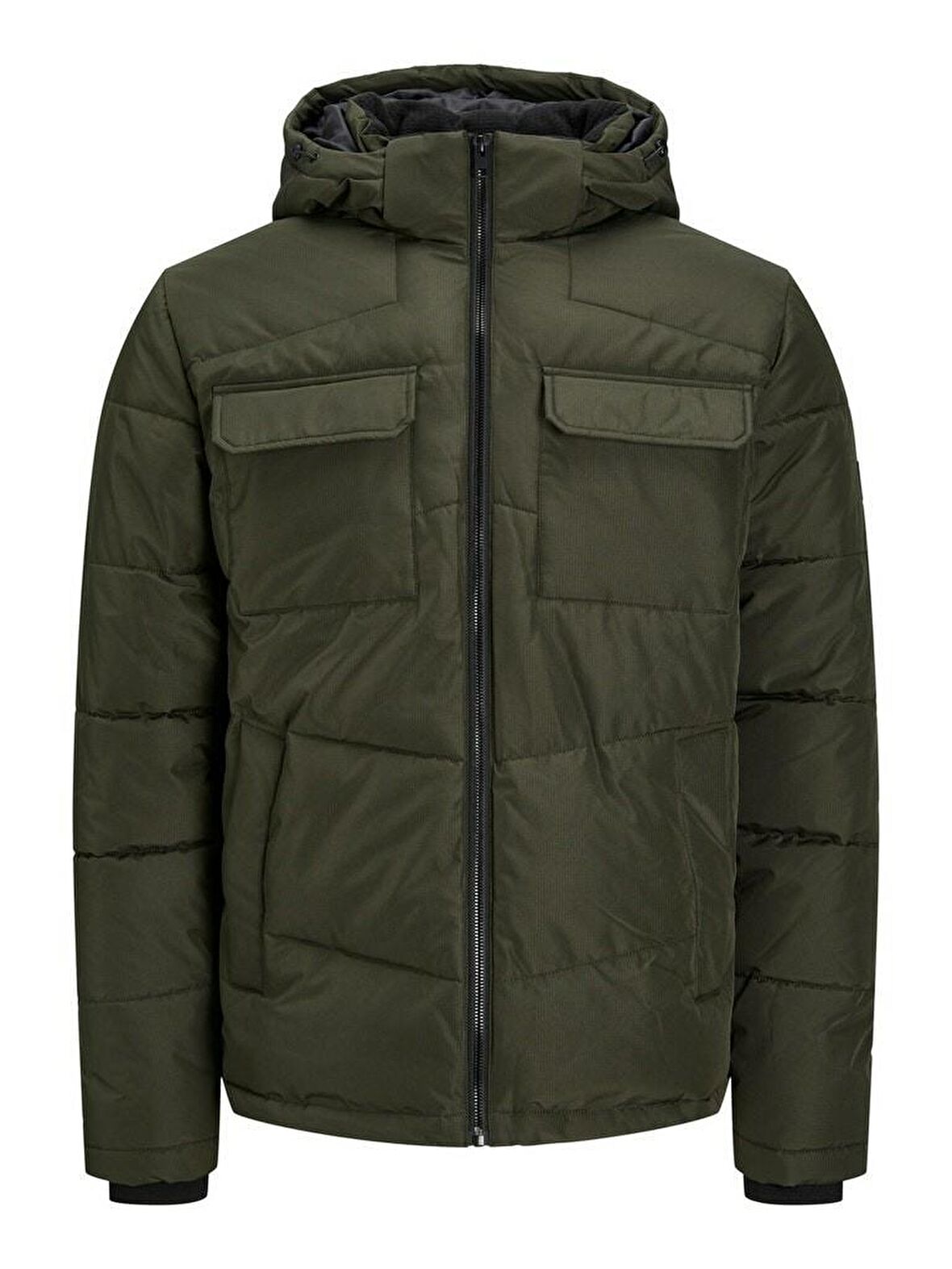 Jack & Jones Koyu Yeşil Erkek Kapüşonlu   Mont 12212233_JJBRADY PUFFER SN