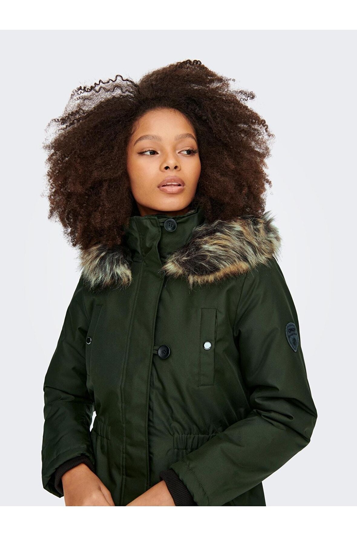 Only Kadın Iris Fur Winter Parka Kadın Yeşil Mont 15213755
